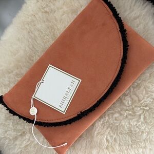 Faux Suede Shiraleah Clutch with Black Trim